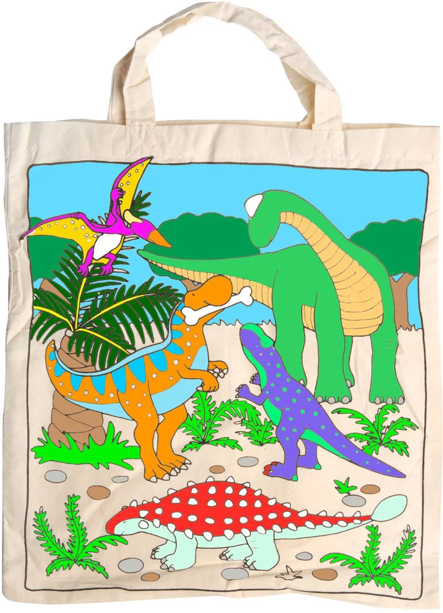 Goki Katoenen Draagtas Dinosaurus - Lichtbruin