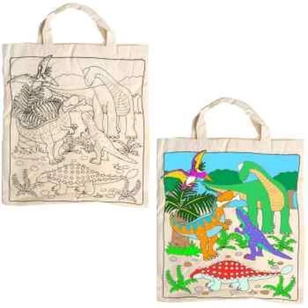 Goki Katoenen Draagtas Dinosaurus - Lichtbruin