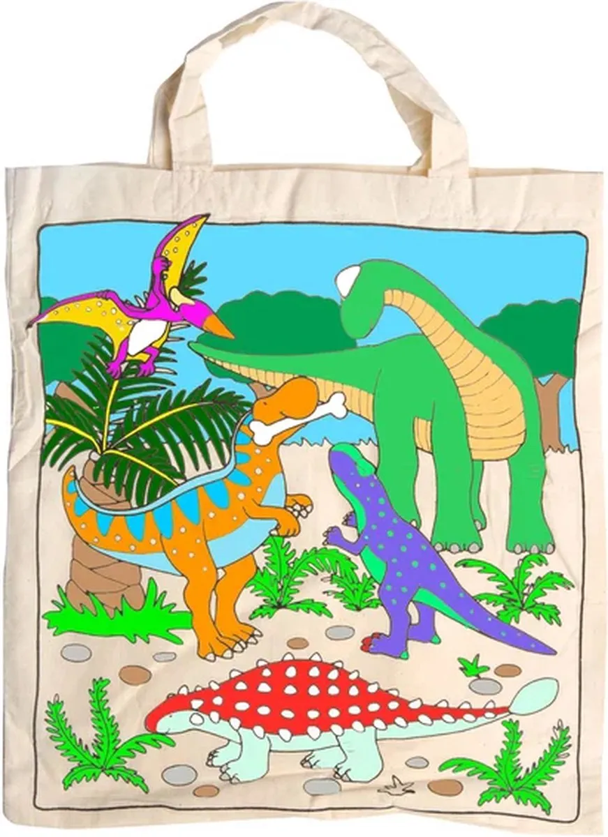 Goki Katoenen Draagtas Dinosaurus - Lichtbruin