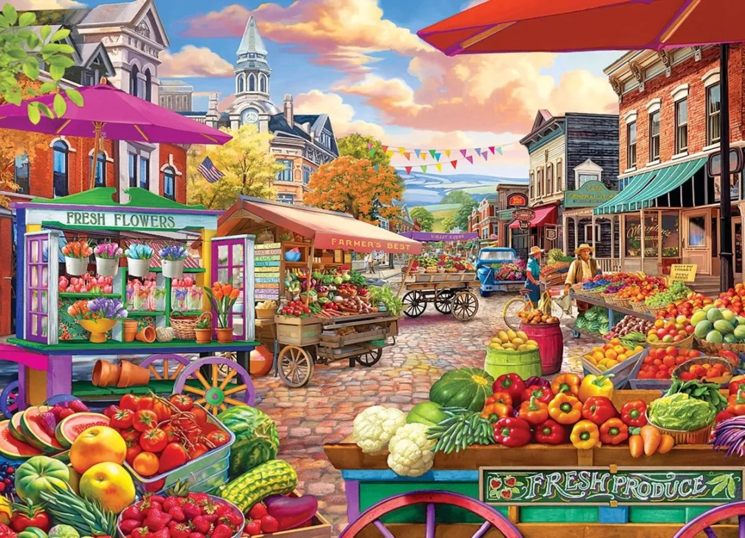 Eurographics Marktdag Bigelow Illustrations Legpuzzel 1000 Stuks