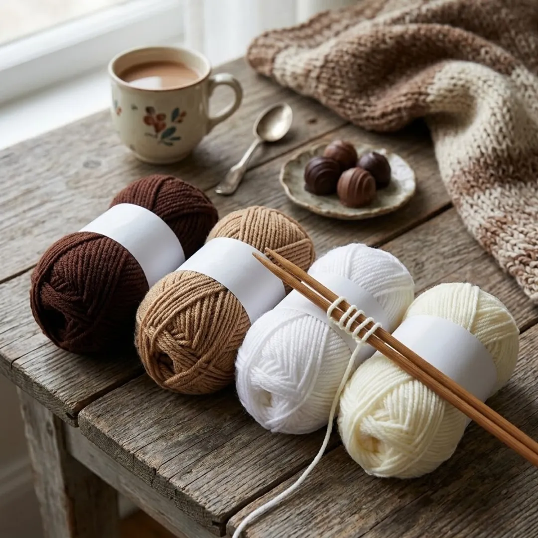 NuveX Breiwol Set 4 Delig - Acryl - Bruin/Beige/Wit