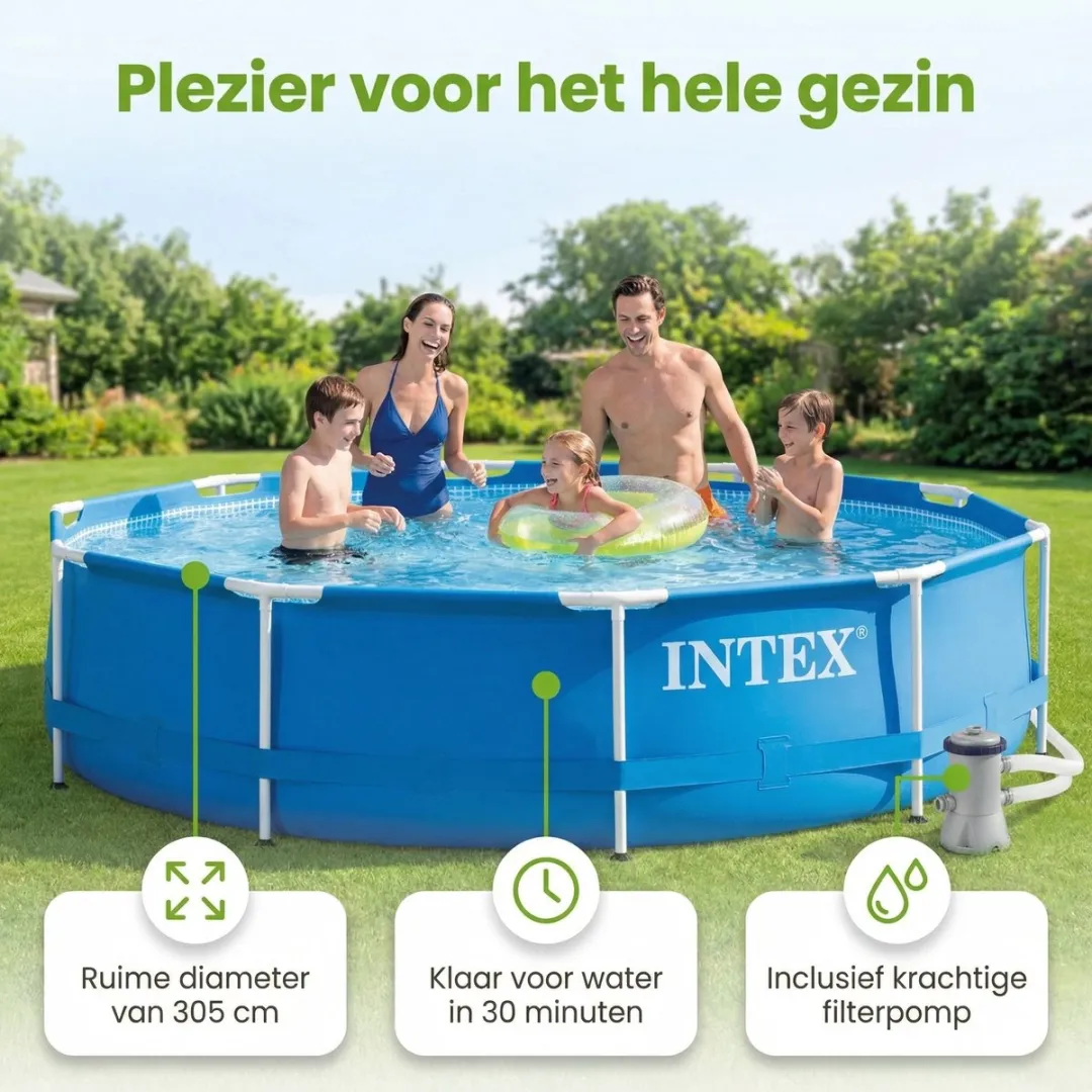 Intex 28202GN-Blauw Rond Frame Zwembad 305x76cm - Blauw