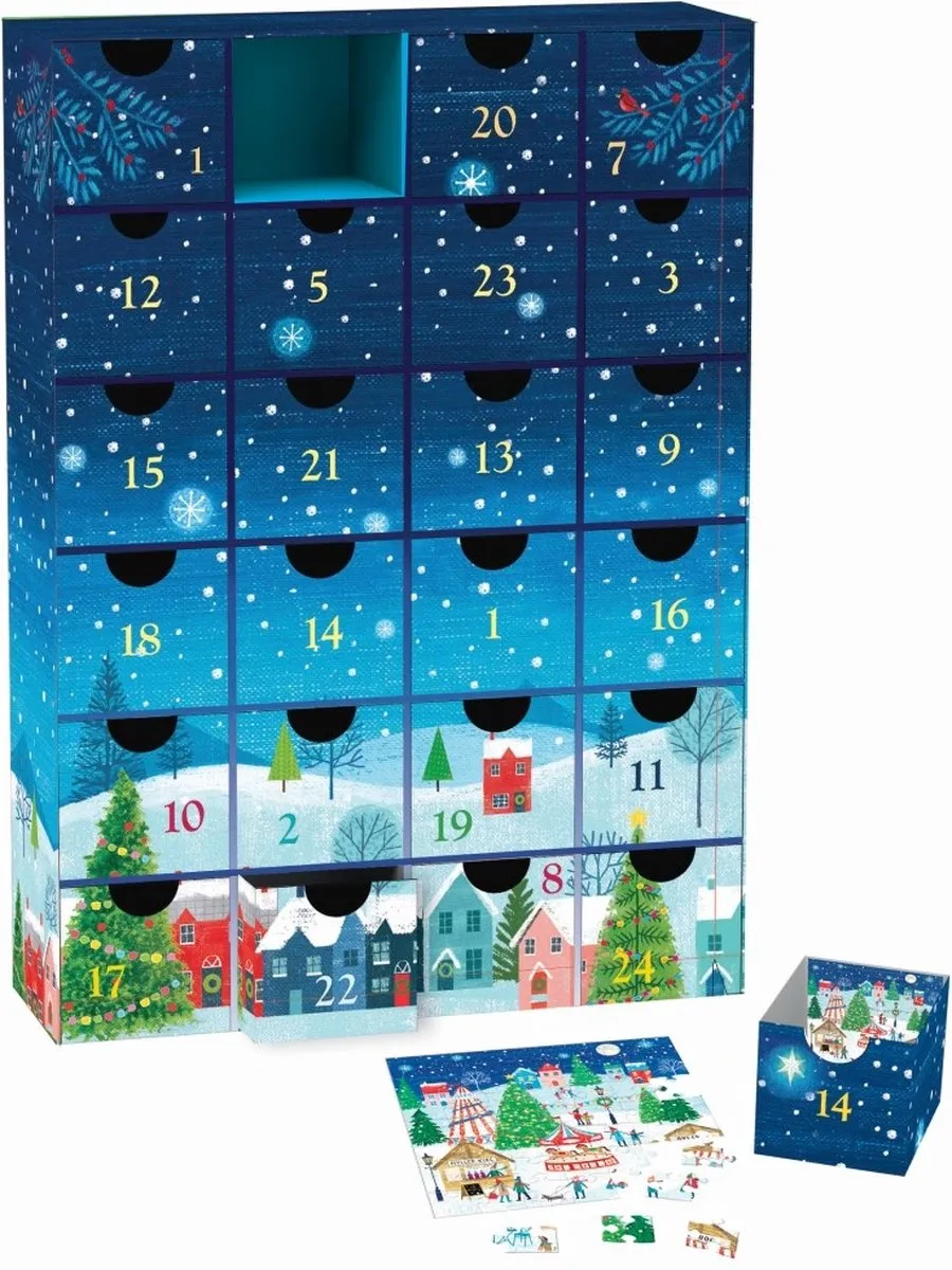 Eurographics Adventskalender Kerstdorp Joanne Cave 24x50 Stuks - Meerkleurig