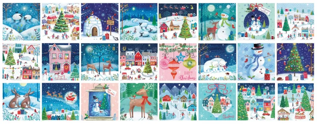 Eurographics Adventskalender Kerstdorp Joanne Cave 24x50 Stuks - Meerkleurig