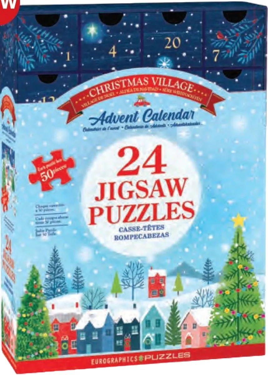 Eurographics Adventskalender Kerstdorp Joanne Cave 24x50 Stuks - Meerkleurig