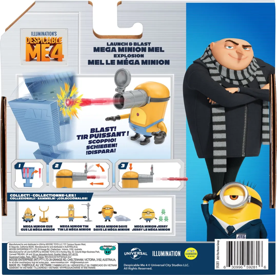 Moose Toys Despicable Me 4 Launch & Blast Mega Minion Mel - Actiefiguur - Multikleur