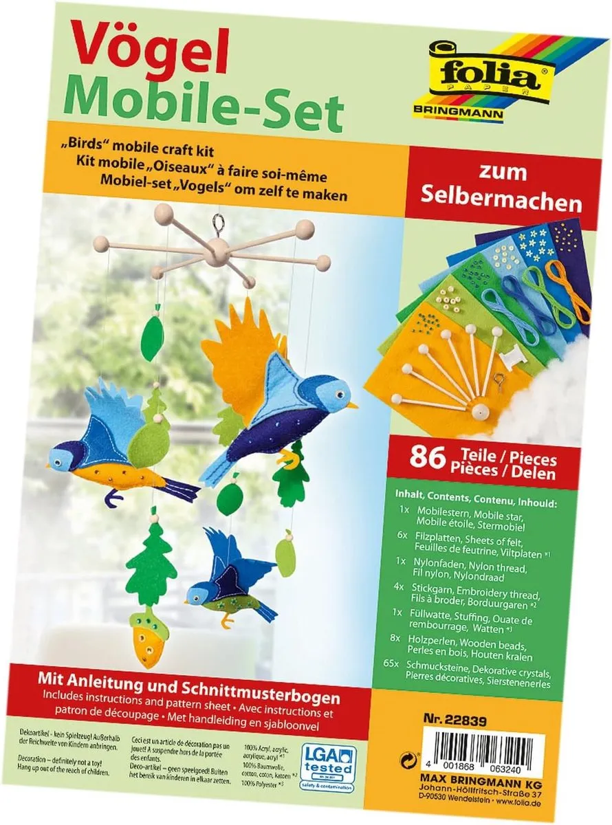Folia Knutselset Mobiel Vogel - 86 Delen - Meerkleurig - afbeelding 2 van 3