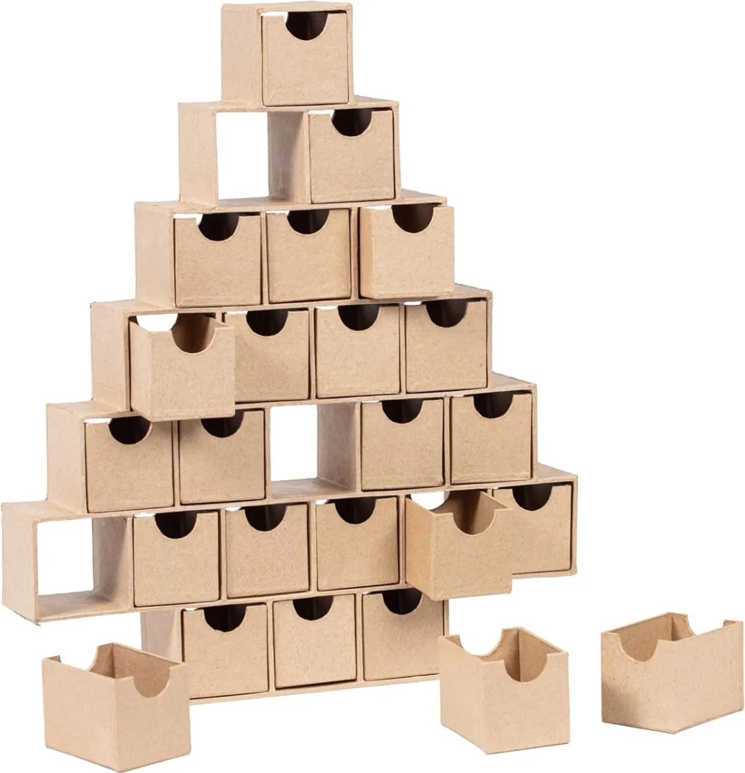 Decopatch Ladekast Adventskalender Kerstboom 24 Vakken - Kraft