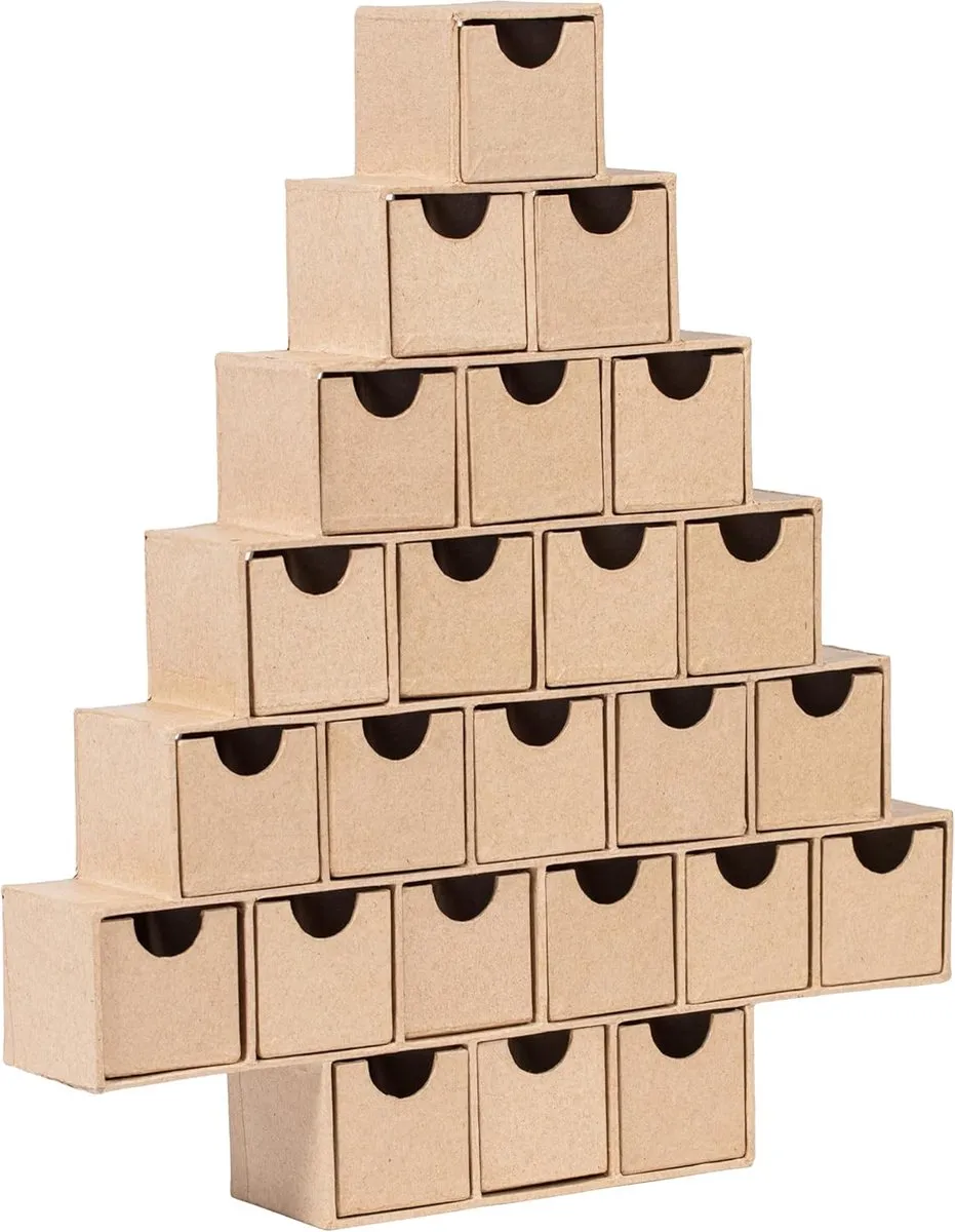 Decopatch Ladekast Adventskalender Kerstboom 24 Vakken - Kraft