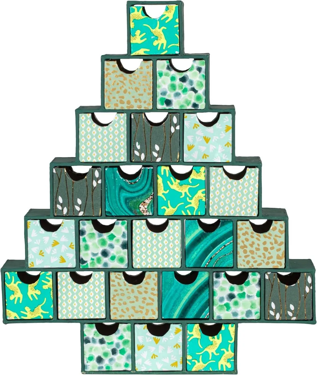 Decopatch Ladekast Adventskalender Kerstboom 24 Vakken - Kraft