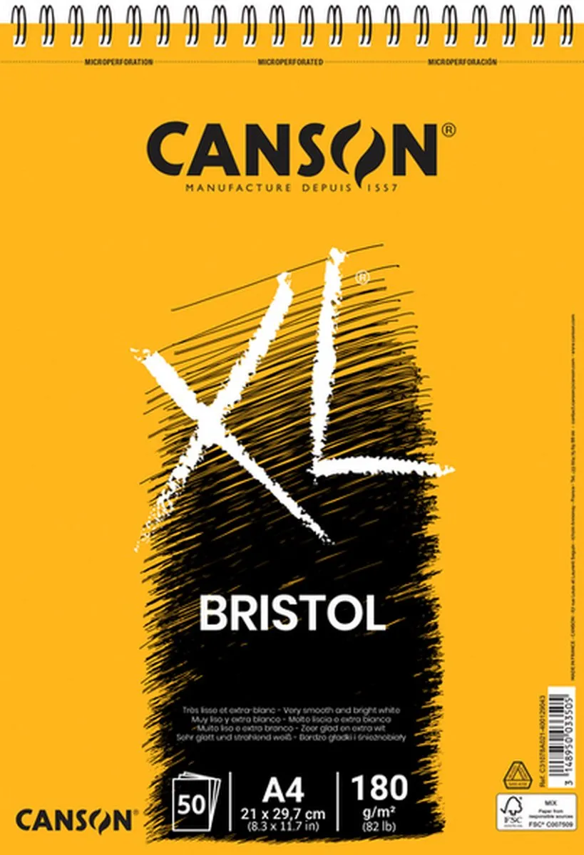 TEKENBLOK CANSON XL BRISTOL A4 50V 180GR
