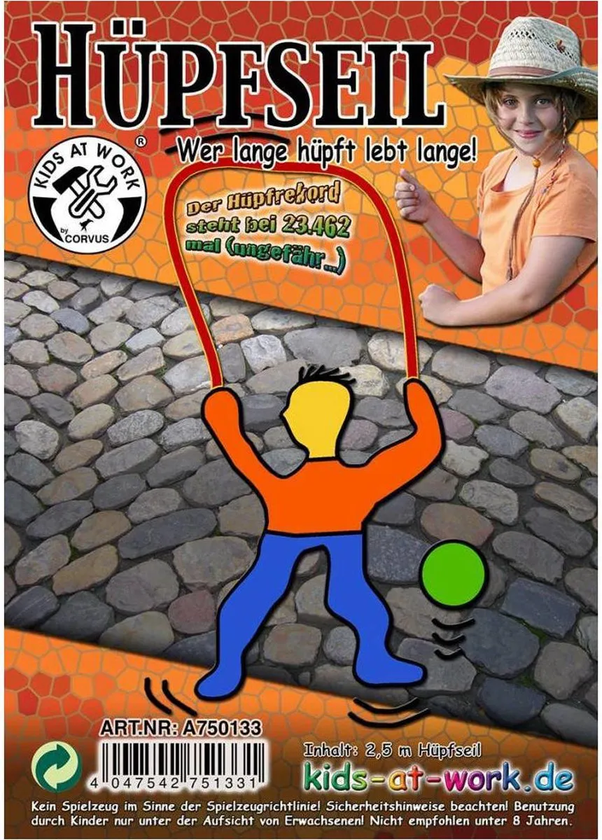 Kids at Work Springtouw 2,5m - Geel/Rood/Blauw/Groen