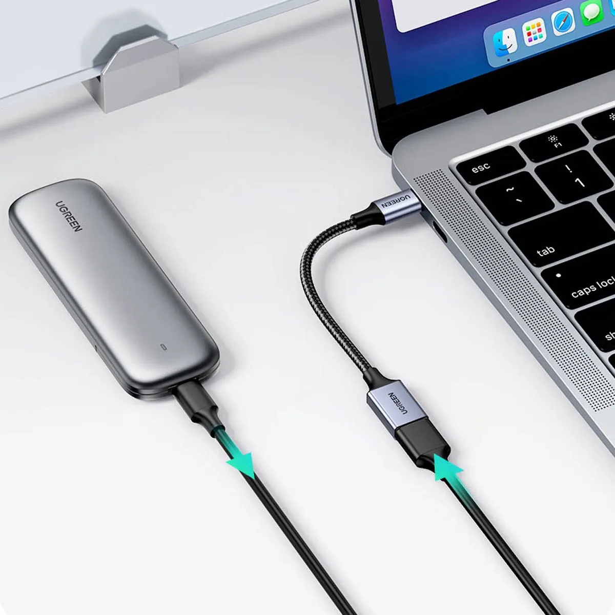 Ugreen OTG-adapterkabel USB-C naar USB-A 5Gb/s 0,15m - Zwart