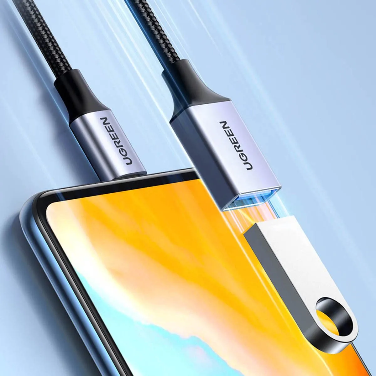 Ugreen OTG-adapterkabel USB-C naar USB-A 5Gb/s 0,15m - Zwart