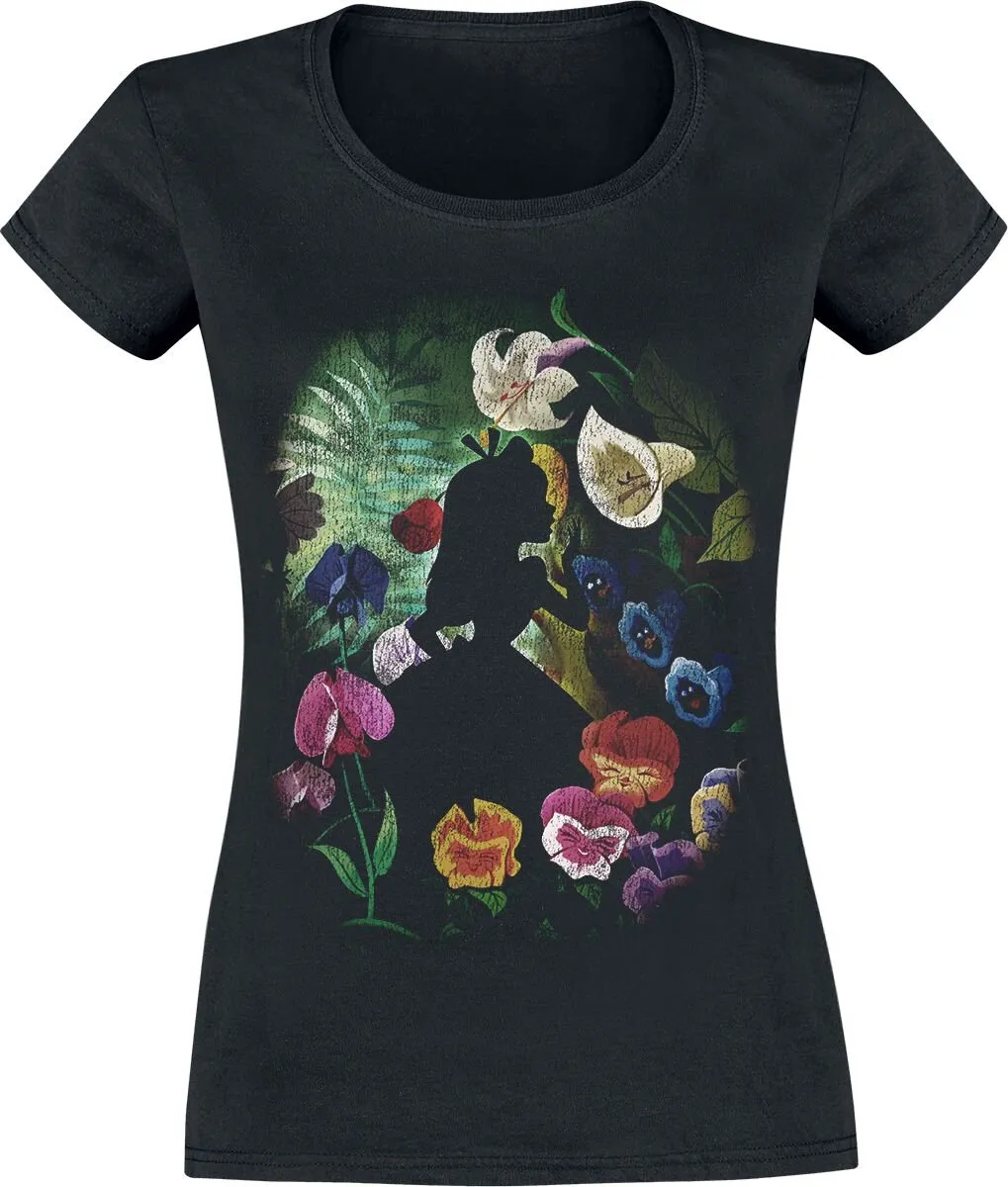 Disney Alice in Wonderland Black Flower Dames T-shirt - XXL - afbeelding 6 van 6