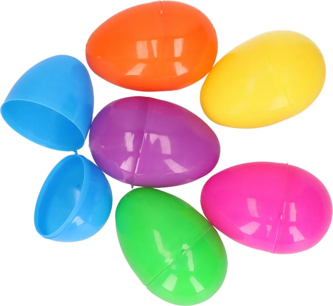 Decoris Pasen Tafeldecorset - Paashaas 19cm + 12x Plastic Eieren 8cm Multi