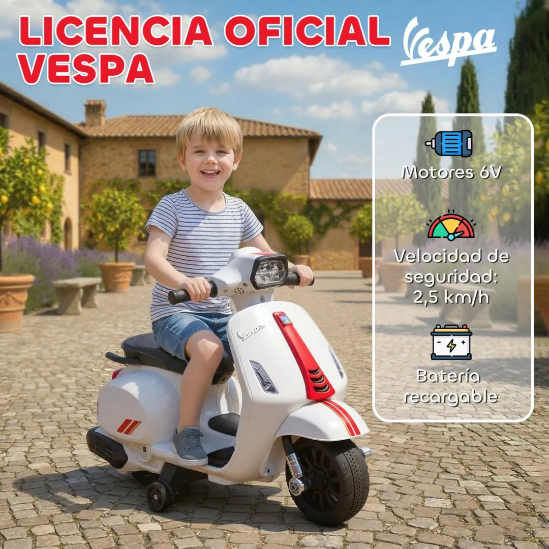 ECTEATOY Elektrische Retro Kinderscooter 6V - Wit