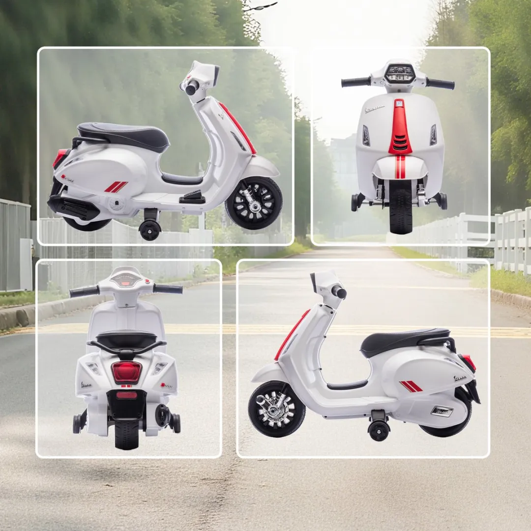 ECTEATOY Elektrische Retro Kinderscooter 6V - Wit
