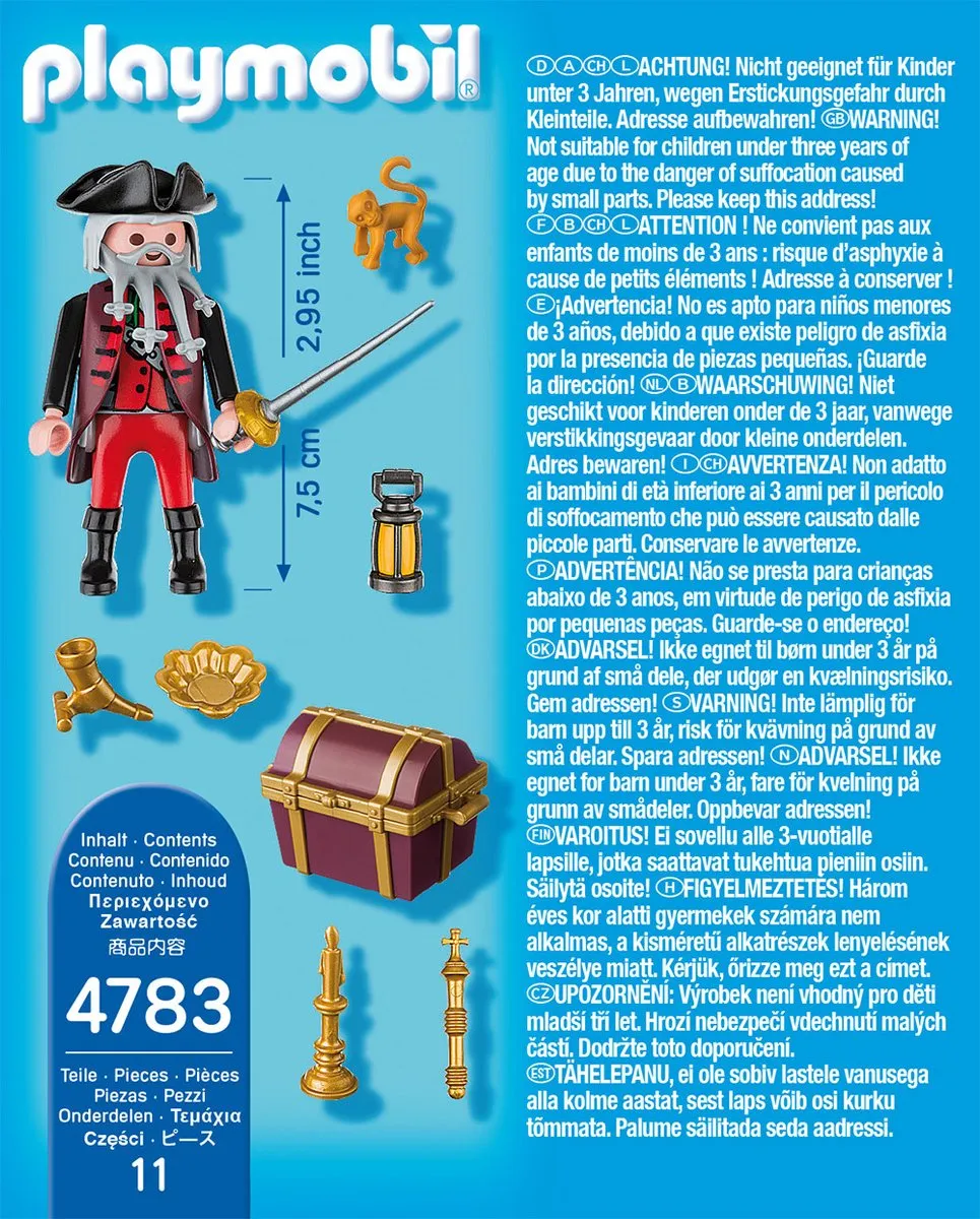 Playmobil Piraat met Schatkist 20347197 - Multicolor