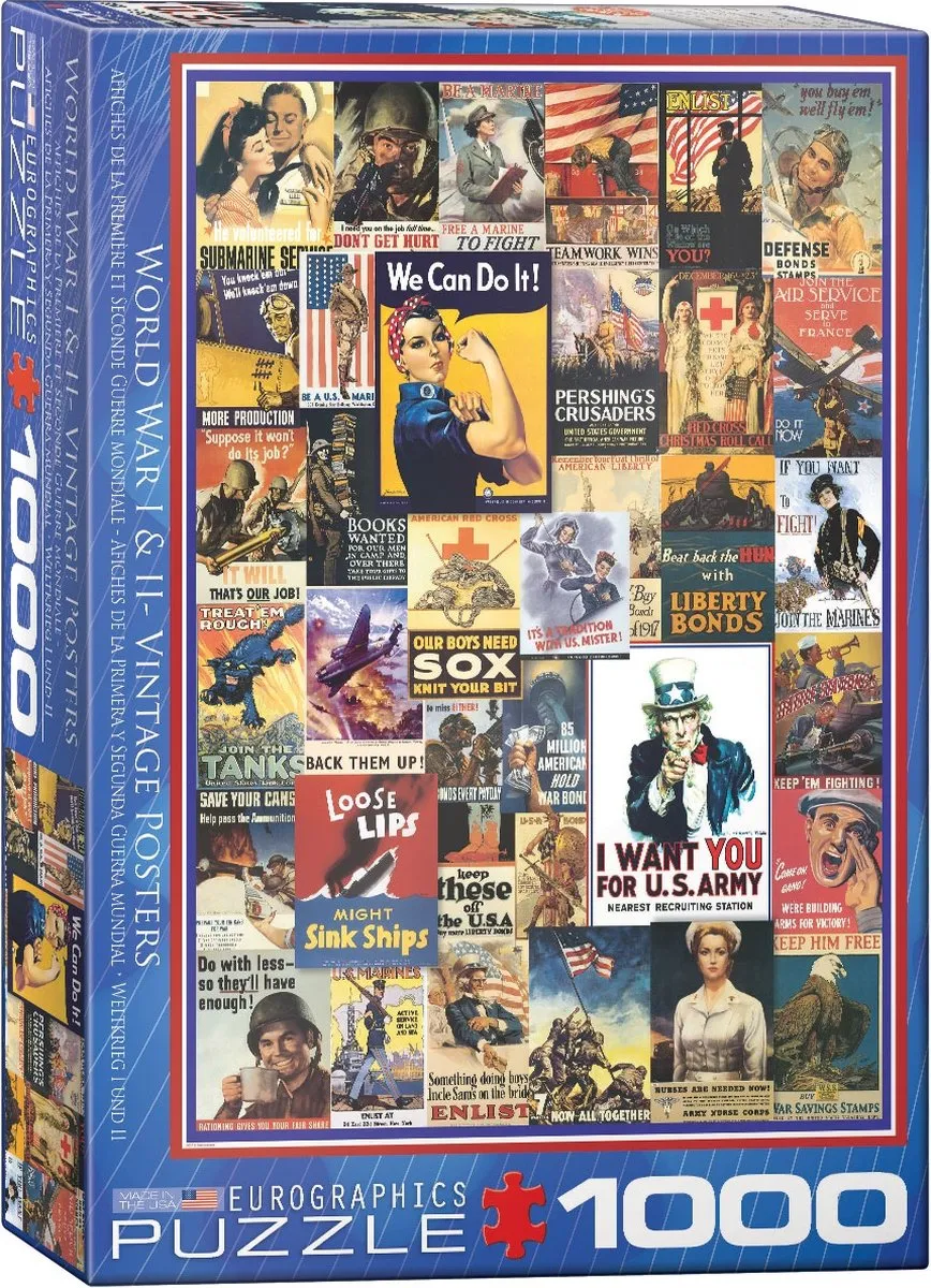 Eurographics Eerste Wereldoorlog Vintage Posters Legpuzzel 1000 Stuks - Meerkleurig