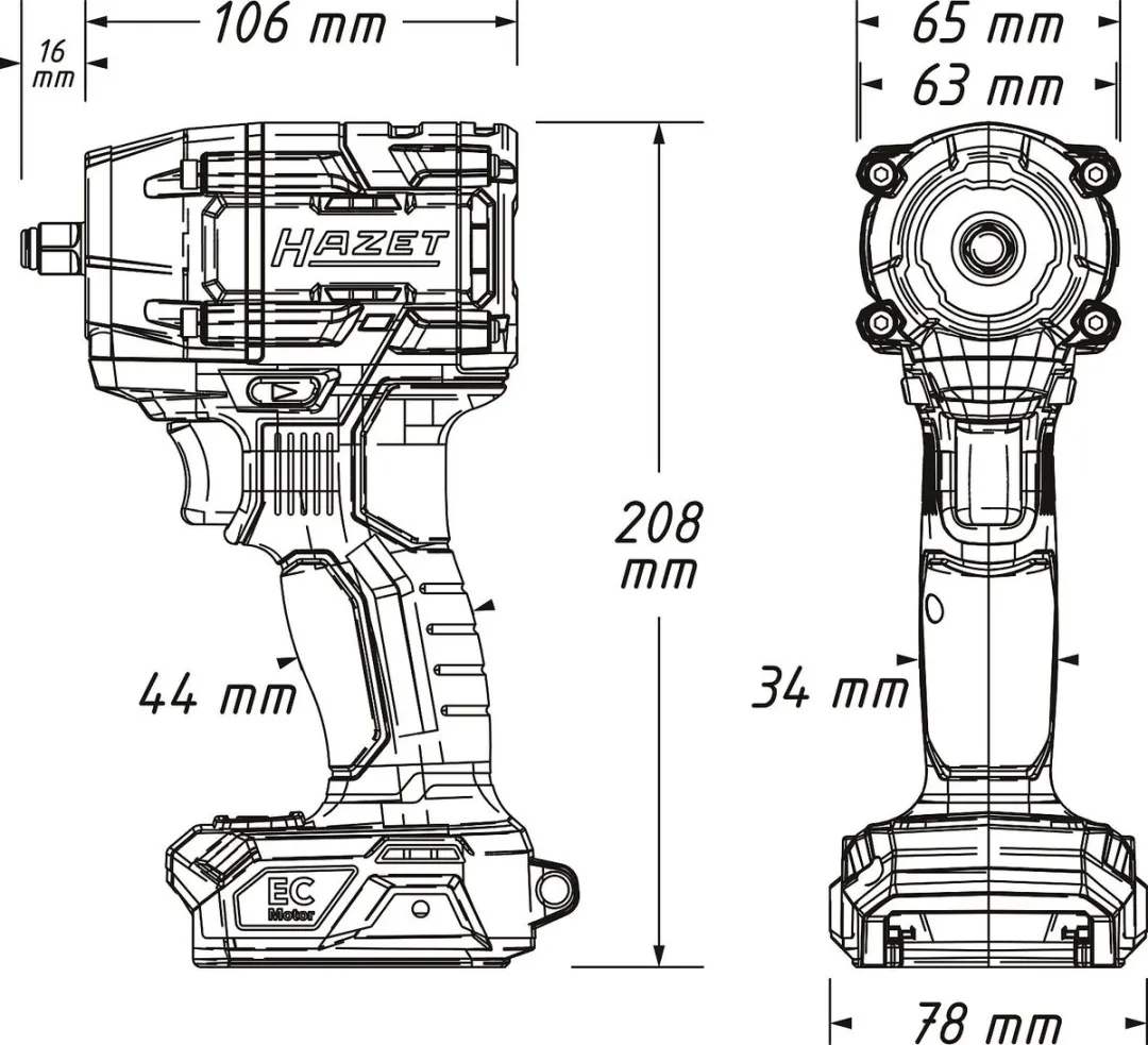 Hazet Akku-Schlagschrauber 9512-600/4 18V - 5Ah - 12,5mm - Zwart/Blauw
