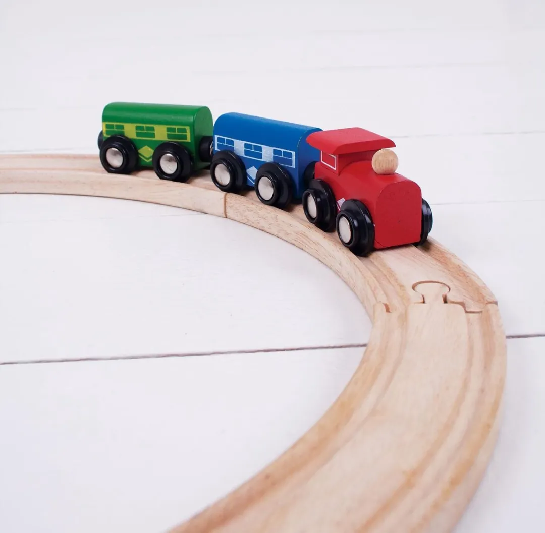 BIGJIGS Houten Rails Lange Bochten 4-delig - Multi