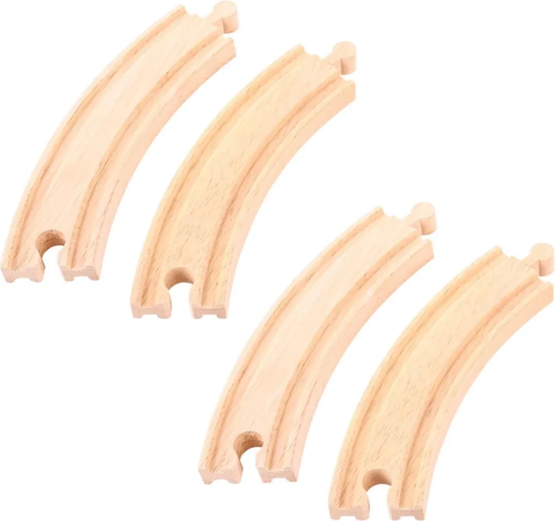 BIGJIGS Houten Rails Lange Bochten 4-delig - Multi