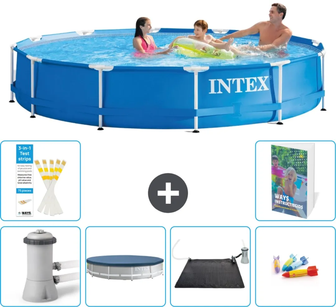 Intex 28212GN-Blauw Rond Frame Zwembad 366x76cm
