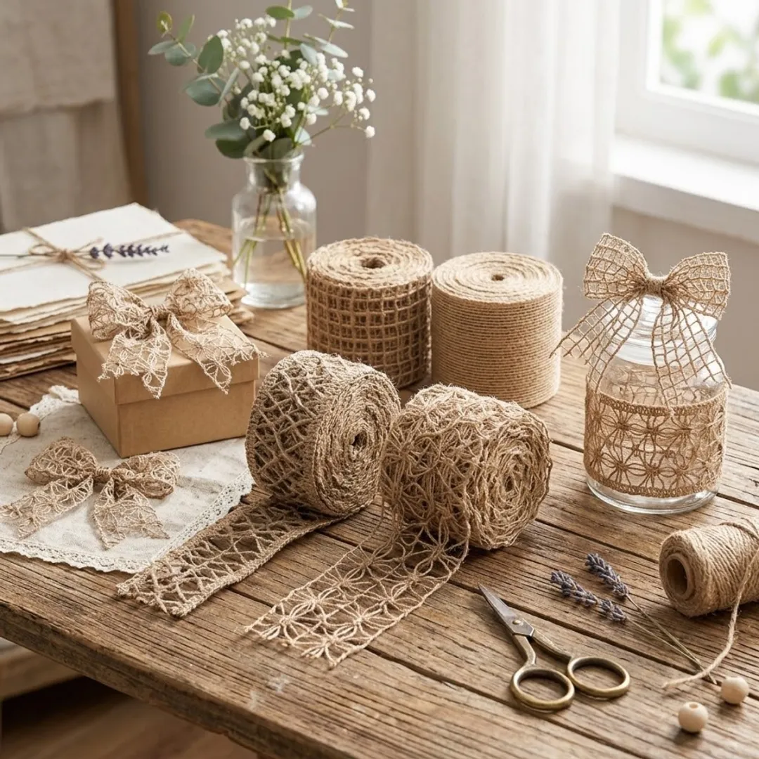 NuveX Jute Linten Set 4x1m - 5cm Beige