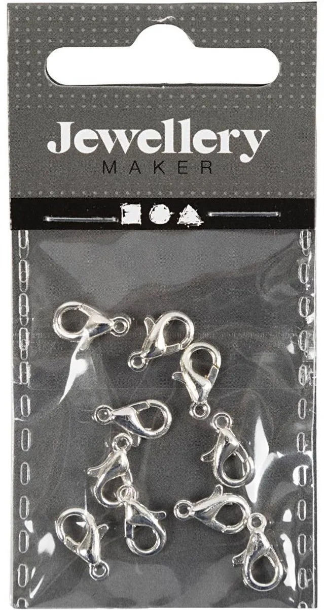 Creativ Company Creotime Karabijnsluiting 10mm - Zilver - 10 Stuks