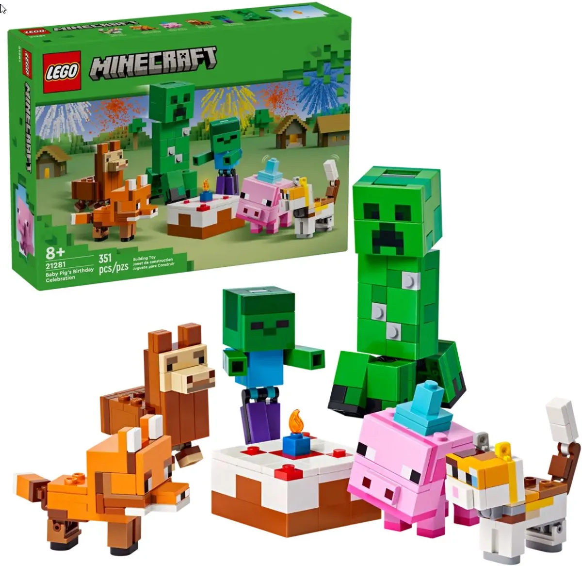 LEGO Minecraft 21281 Biggetje Verjaardagset - 351 Stukken - Groen