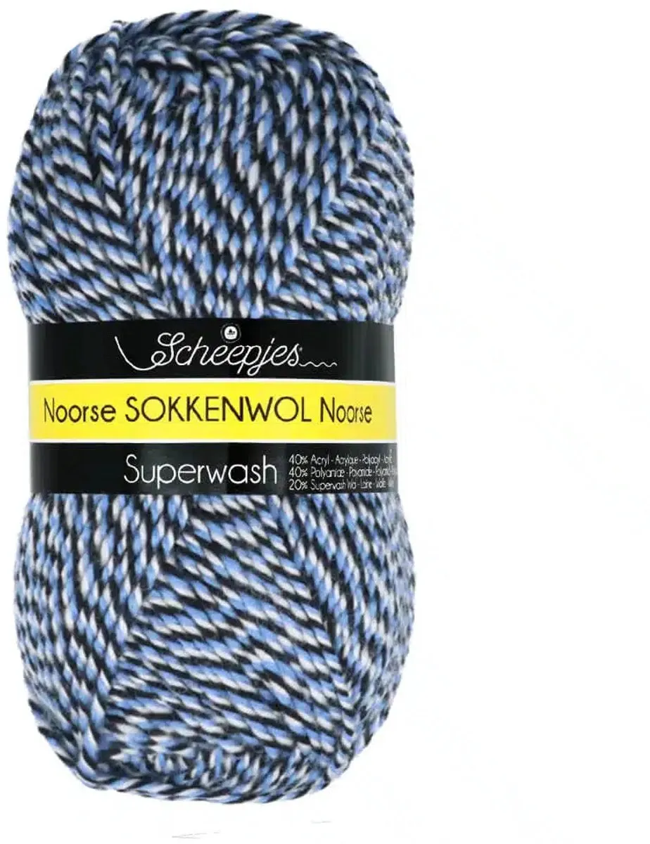 Scheepjes Noorse Wol Markoma 100g - Blauw/Beige/Zwart