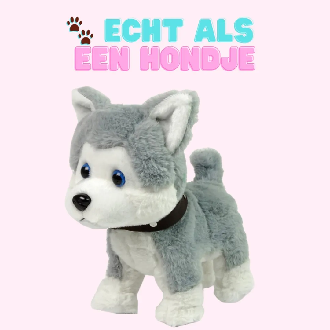 LEAN TOYS Interactieve Husky Speelgoedhond - Bruin - afbeelding 6 van 6