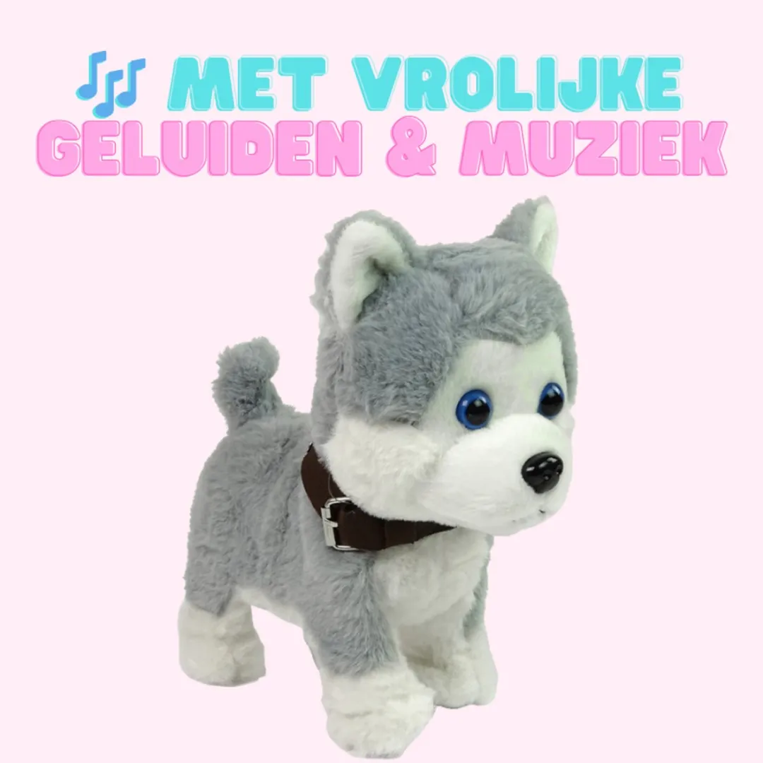 LEAN TOYS Interactieve Husky Speelgoedhond - Bruin