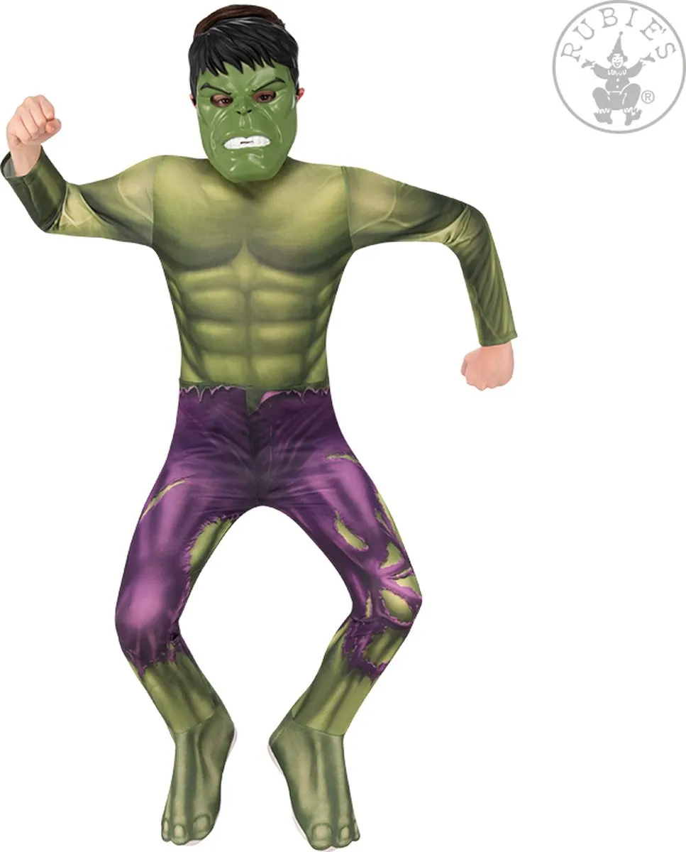 Marvel Hulk Kostuum Kind - Maat 110/116 - Groen/Paars/Zwart