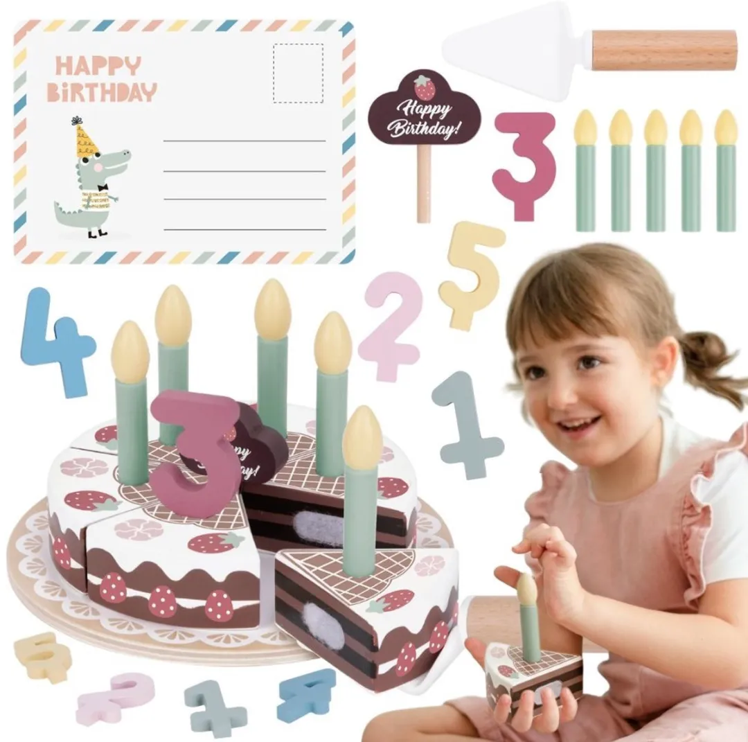 Tooky Toy Verjaardagstaart Hout Multicolor