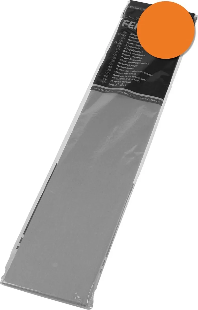 Folia Oranje Crepepapier 50cm x 5m - 10 Vouwen