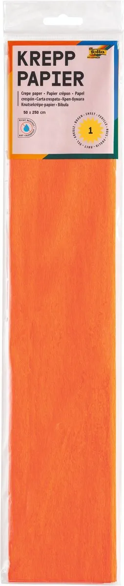 Folia Oranje Crepepapier 50cm x 5m - 10 Vouwen