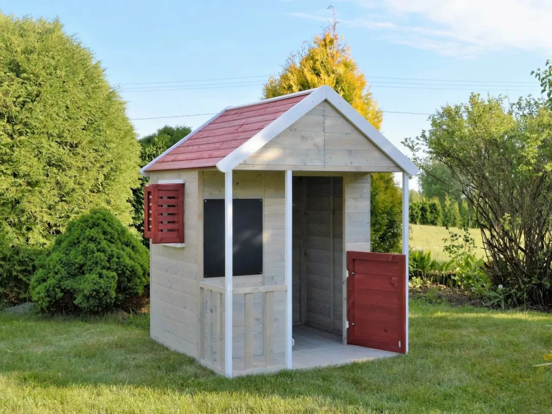 Wendi Toys Houten Speelhuis met Veranda - Rood/Creme