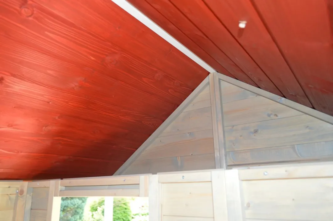 Wendi Toys Houten Speelhuis met Veranda - Rood/Creme - afbeelding 6 van 6
