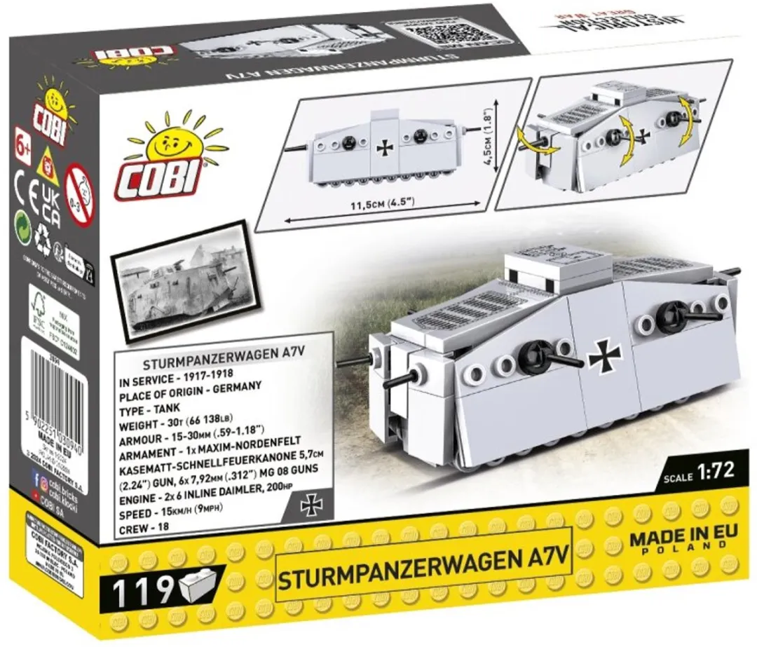 Cobi Pantserwagen A7V COBI-3094 - 119 Onderdelen - Meerkleurig