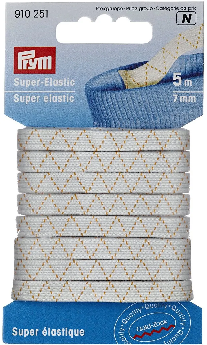 Prym Super Elastiek 7mm Wit - 5m - afbeelding 2 van 5