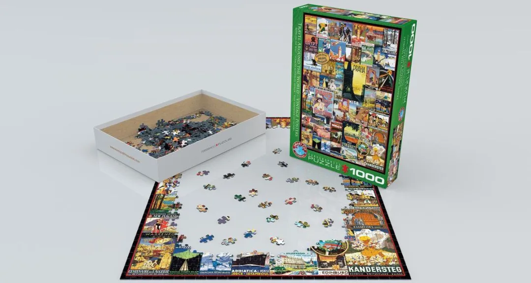 Eurographics Reis de Wereld Rond Vintage Posters Puzzel 1000 Stuks - 48x68cm - Meerkleurig