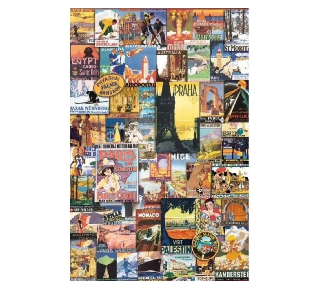 Eurographics Reis de Wereld Rond Vintage Posters Puzzel 1000 Stuks - 48x68cm - Meerkleurig
