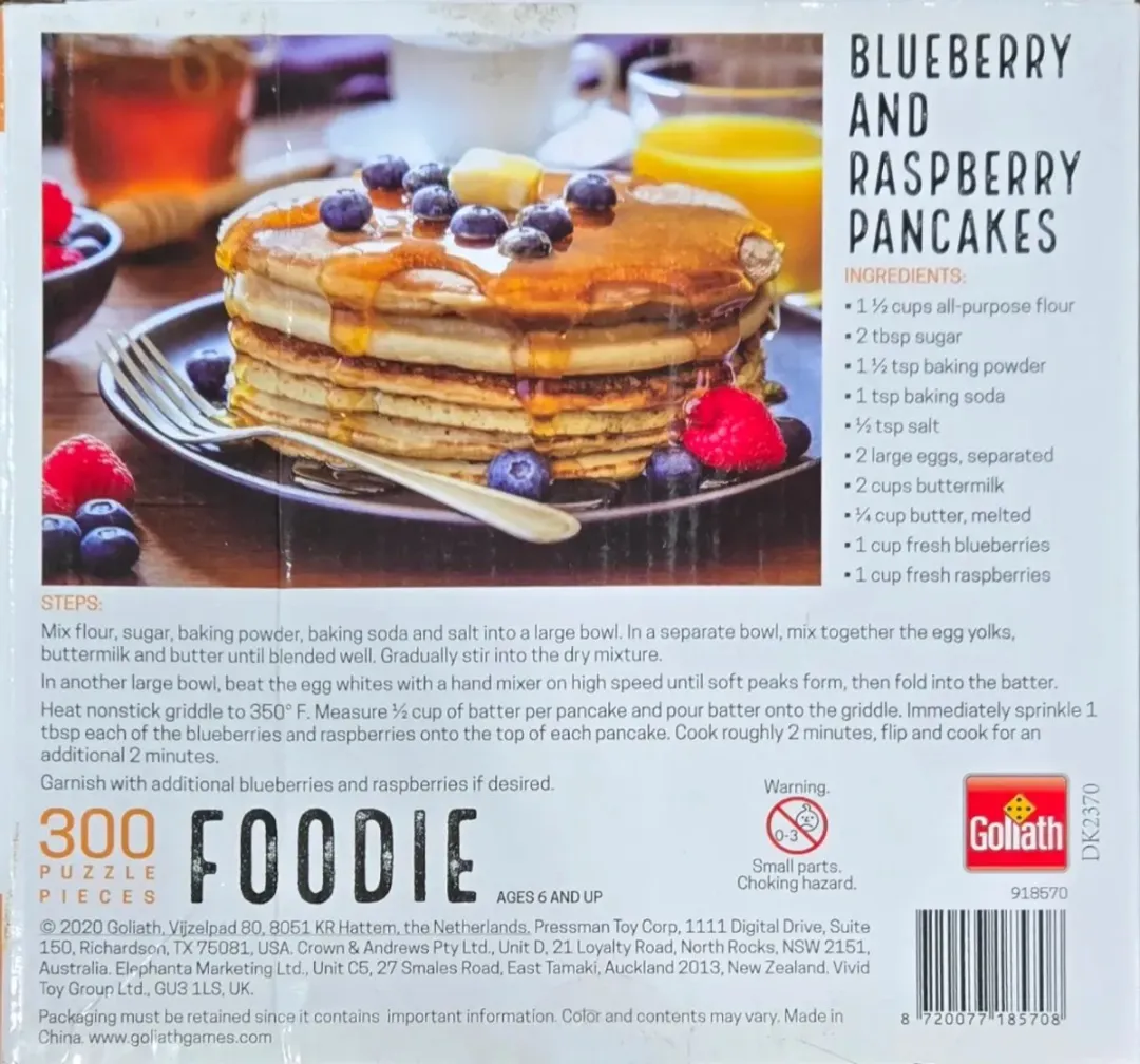 Goliath Puzzel Foodie Blueberry & Raspberry Pancakes 300 Stuks