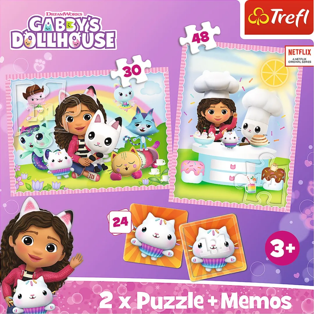 Trefl Gabby's Dollhouse 3-in-1 Puzzels & Memory - 78 Stuks - Multi