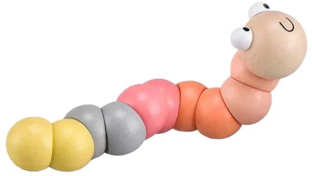 BigJigs Houten Worm Pastel Speelgoed - Meerkleurig