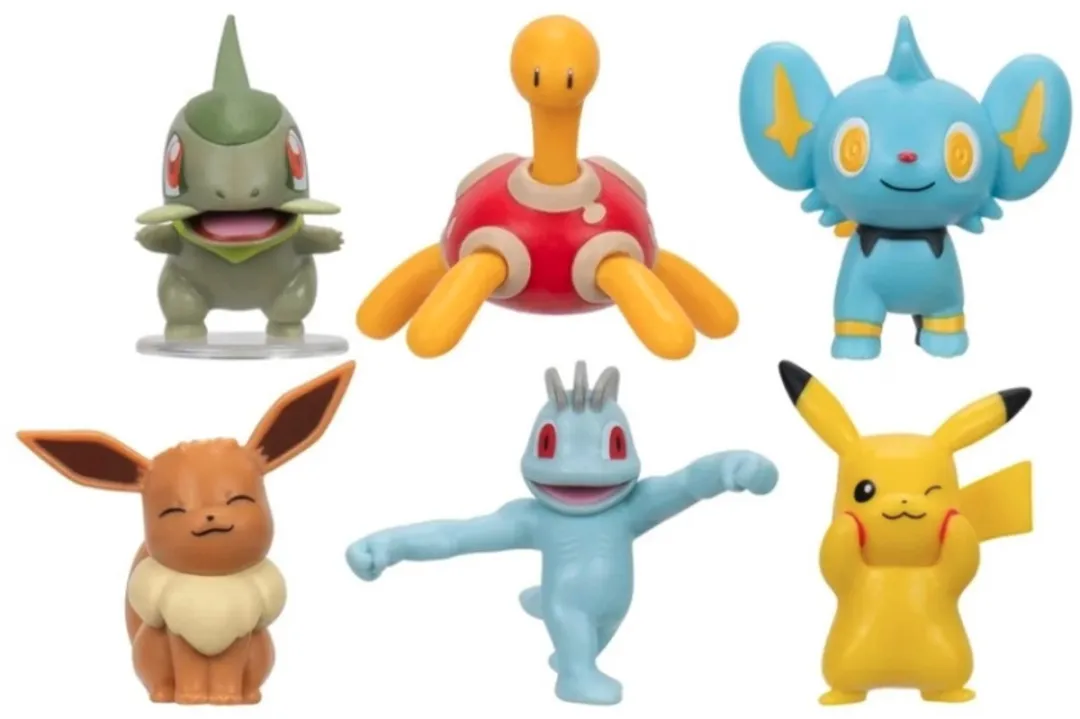 Pokémon Battle Figuren - 6 Stuks - Pikachu/Eevee/Shinx/Shuckle/Machop/Axew