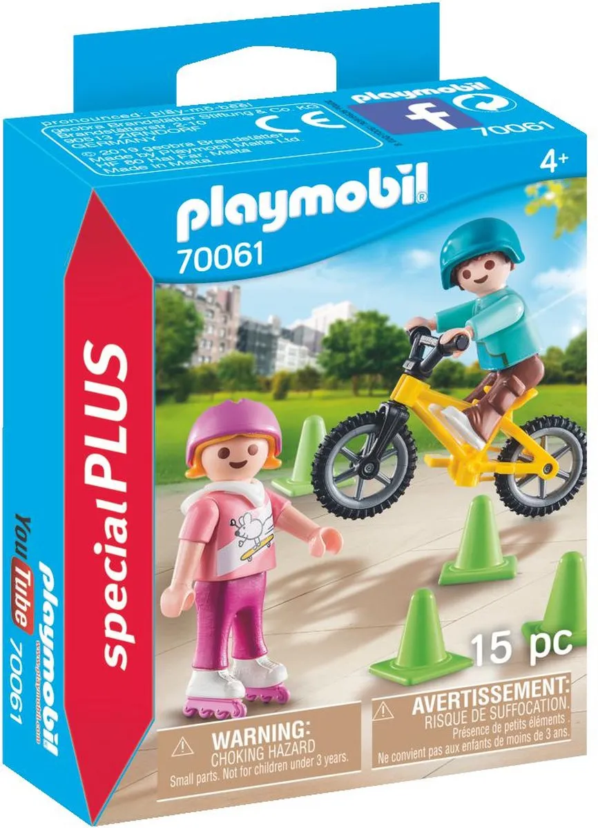 Playmobil Kinderen met fiets en skates 70061