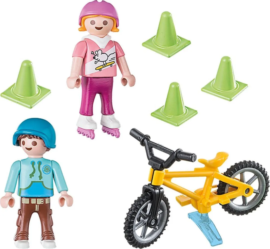 Playmobil Kinderen met fiets en skates 70061 - Multicolor